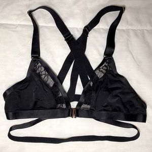 Black Harness Triangle Bra Unlined